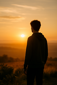 A silhouette of a person walking into the light of a new day, symbolizing healing, renewal, and the freedom found through hypnotherapy.